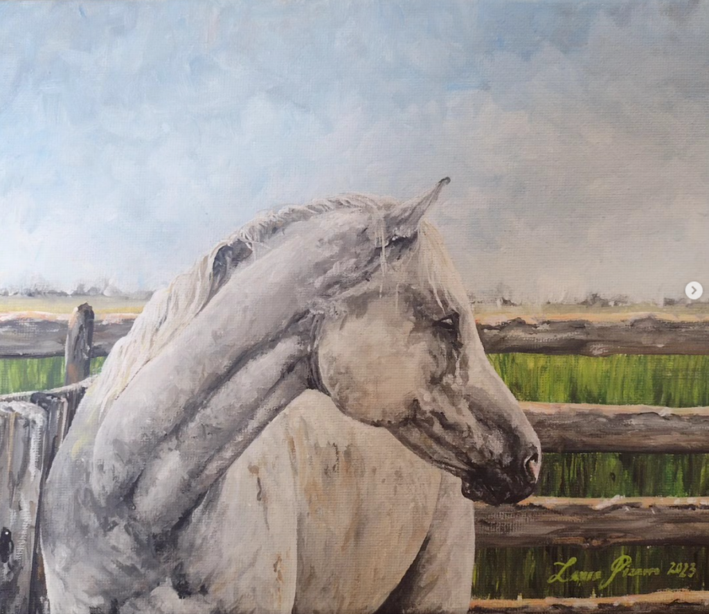 White Horse by Fence